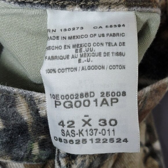 Wrangler Pro Gear Realtree Camo Hunting Outdoor Brush Wood Work Wear Pants 42x30 - Picture 10 of 11